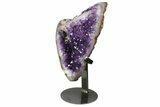 Amethyst Geode Section With Metal Stand - Uruguay #153599-1